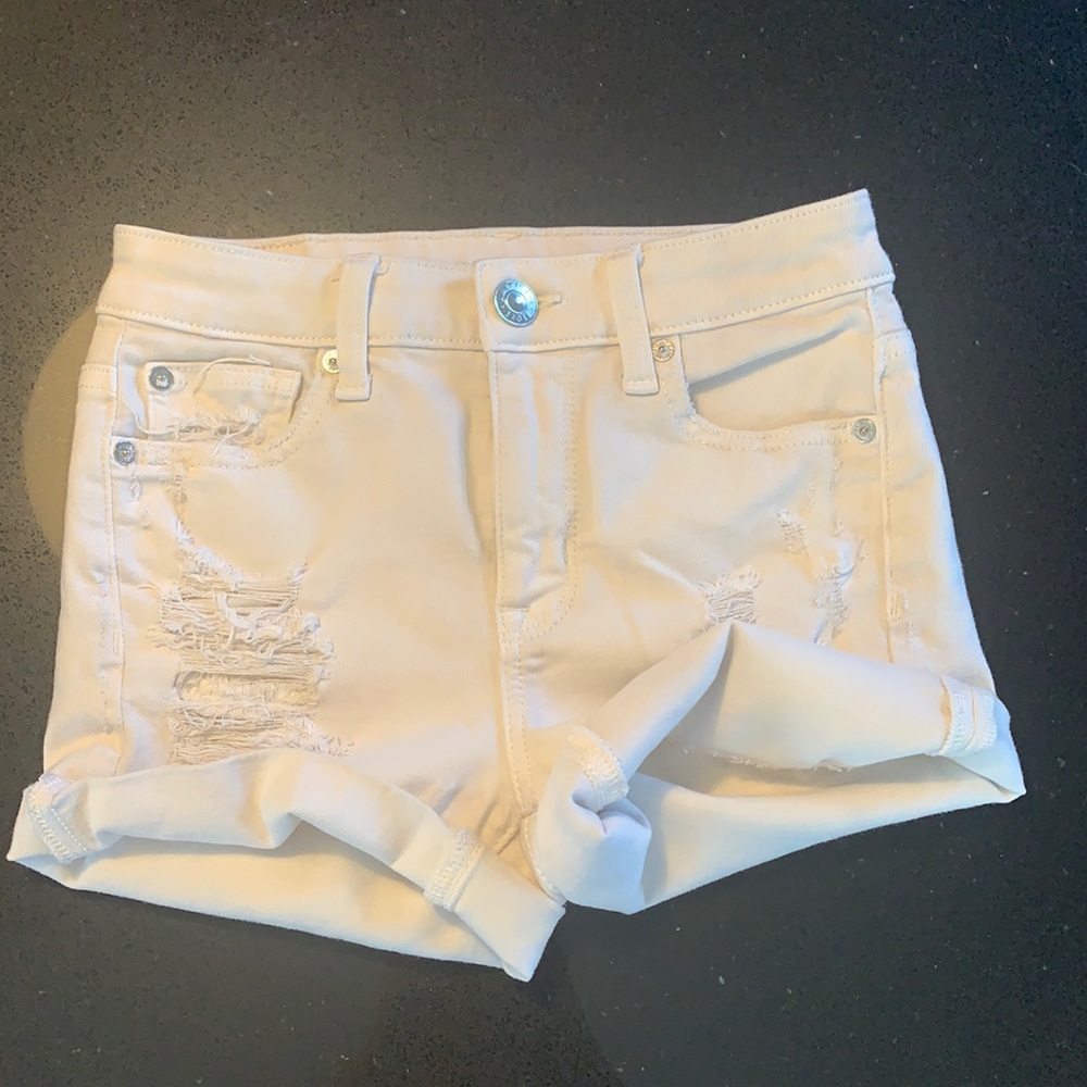 American Eagle Highrise White Jean-shorts